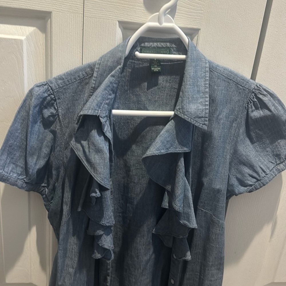 Denim, Ralph, Lauren, button-down shirt gently use size 8